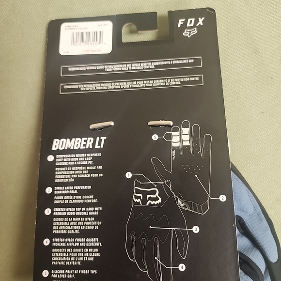 Adult Size Small Fox Racing Bomber LT Gloves Blue Steel - Picture 8 of 9